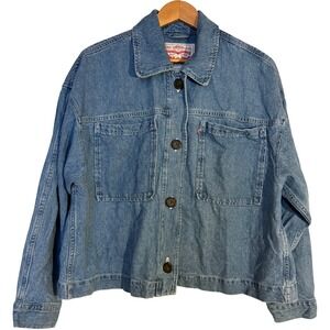 Levi Strauss Co Denim Jacket Oversized Trucker Style Blue Wash Women Size L‎ G